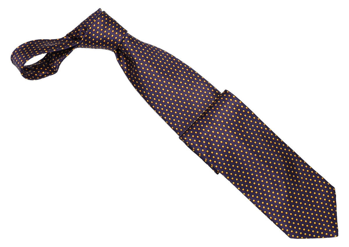 Italo Ferretti Silk Tie, Navy Orange Dot