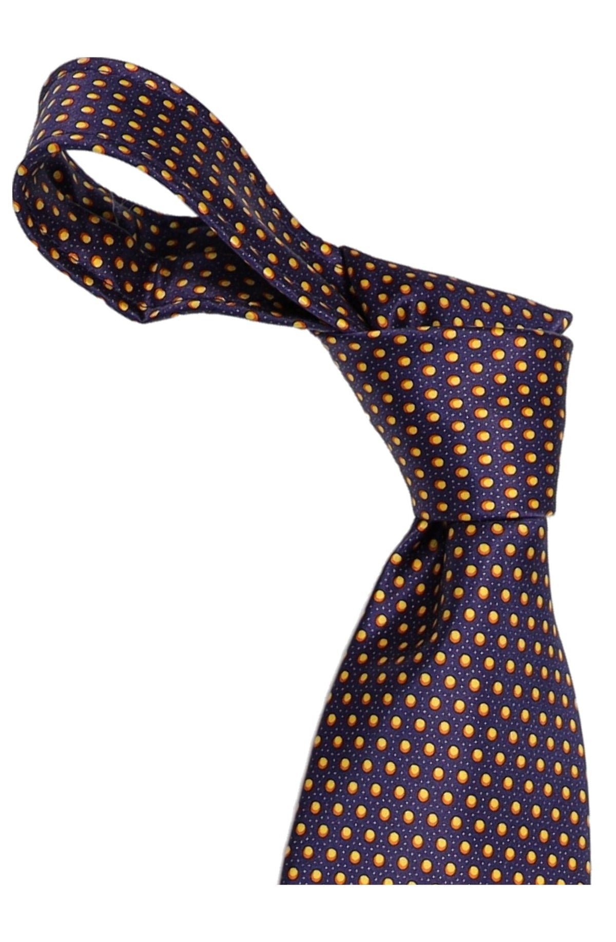 Italo Ferretti Silk Tie, Navy Orange Dot