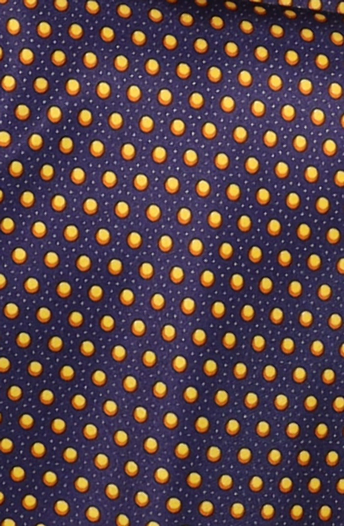 Italo Ferretti Silk Tie, Navy Orange Dot
