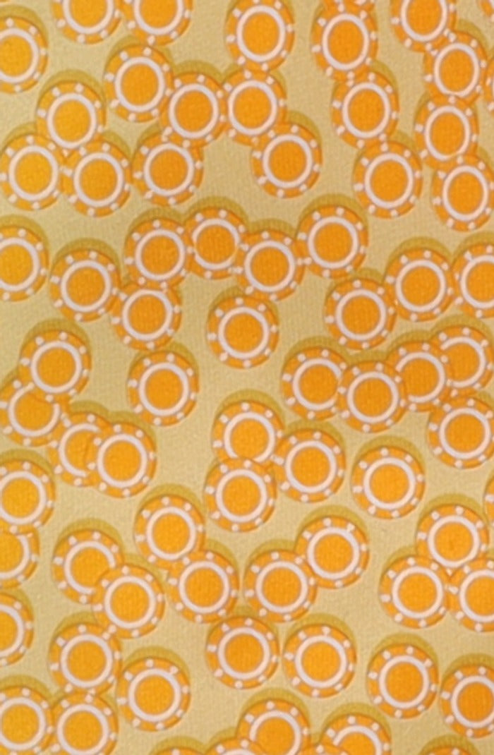 Italo Ferretti Silk Tie, Gold Orange Circle Print