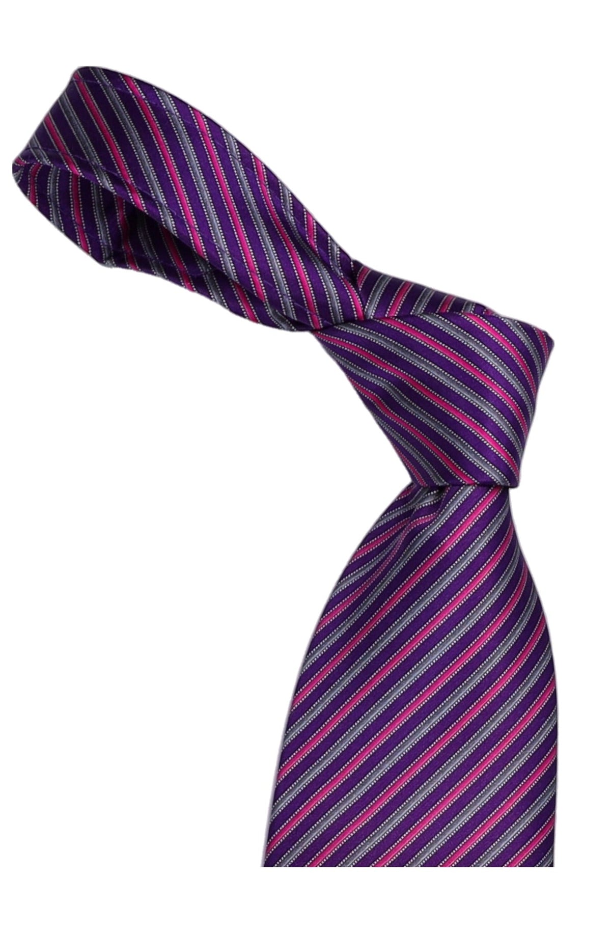 Italo Ferretti Silk Tie, Purple Pink Stripe