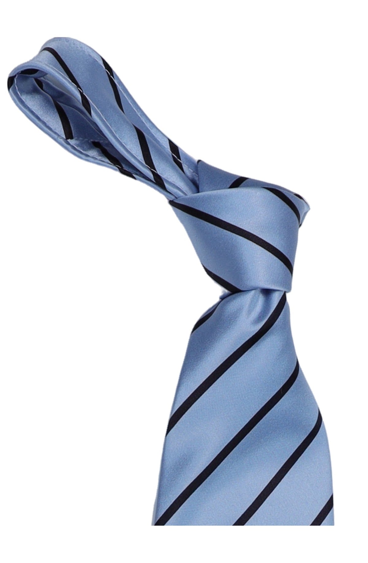 Italo Ferretti Silk Tie, Sky Blue Navy Stripe