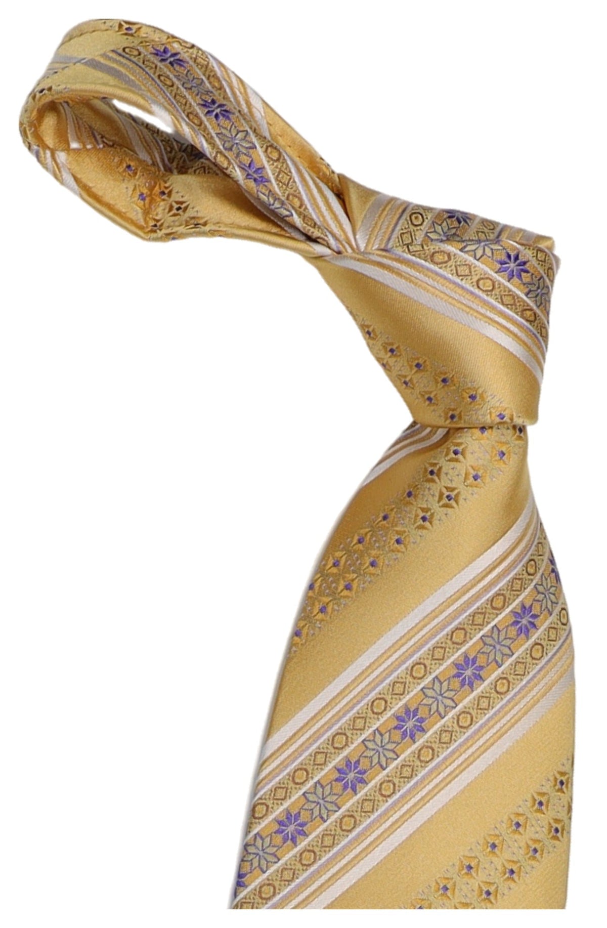 Italo Ferretti - Silk Tie - Mens Tie - Mondo Uomo - Gold Ornamental Stripe - T7-20 - Knot