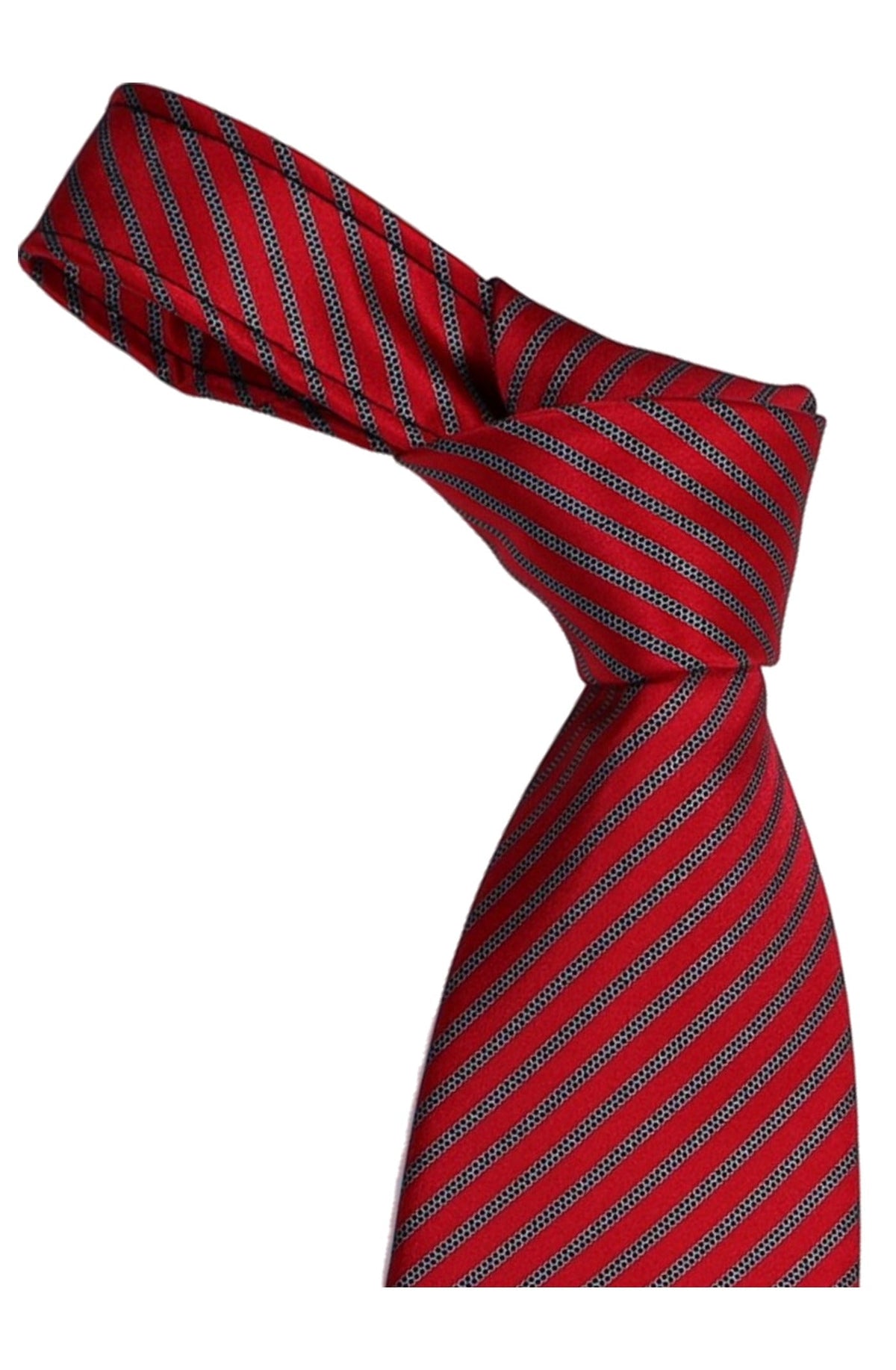 Italo Ferretti Silk Tie, Red Dotted Stripe