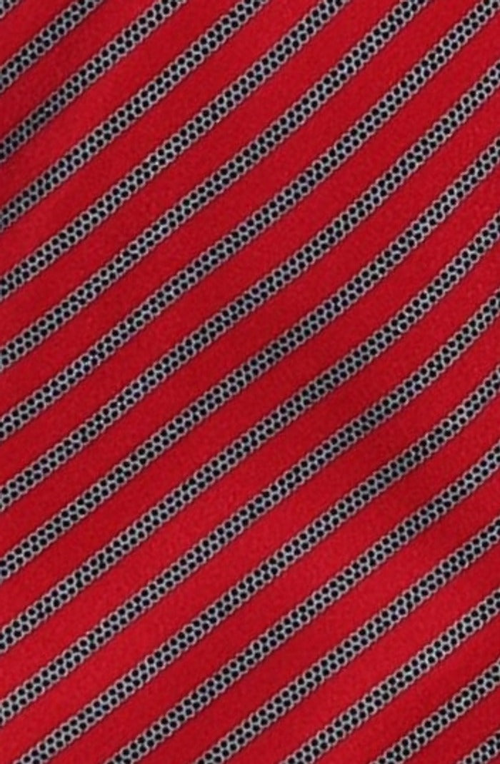Italo Ferretti Silk Tie, Red Dotted Stripe