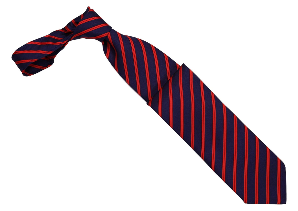 Italo Ferretti Silk Tie, Navy Red Stripe