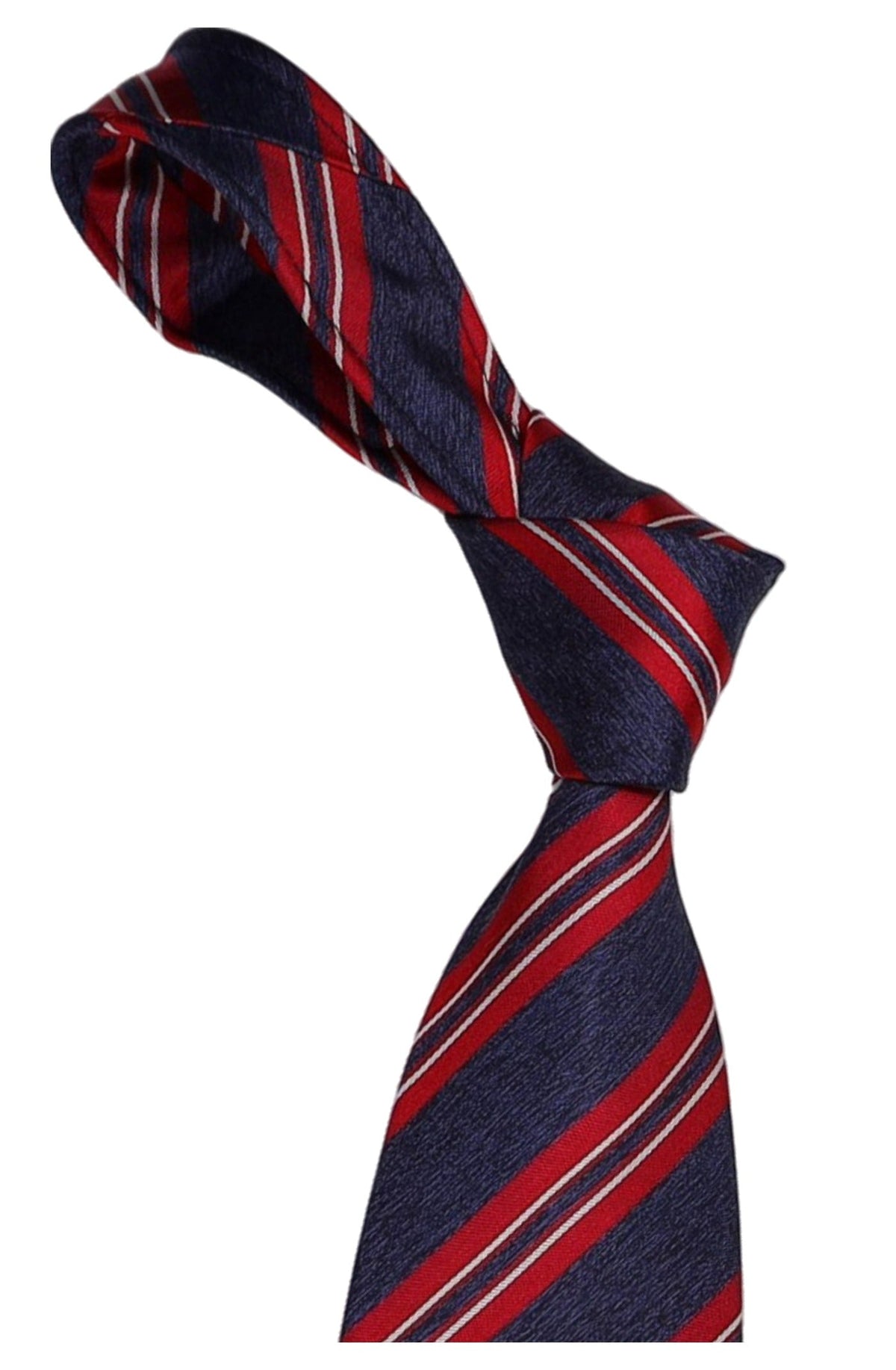Italo Ferretti Silk Tie, Navy Red White Stripe