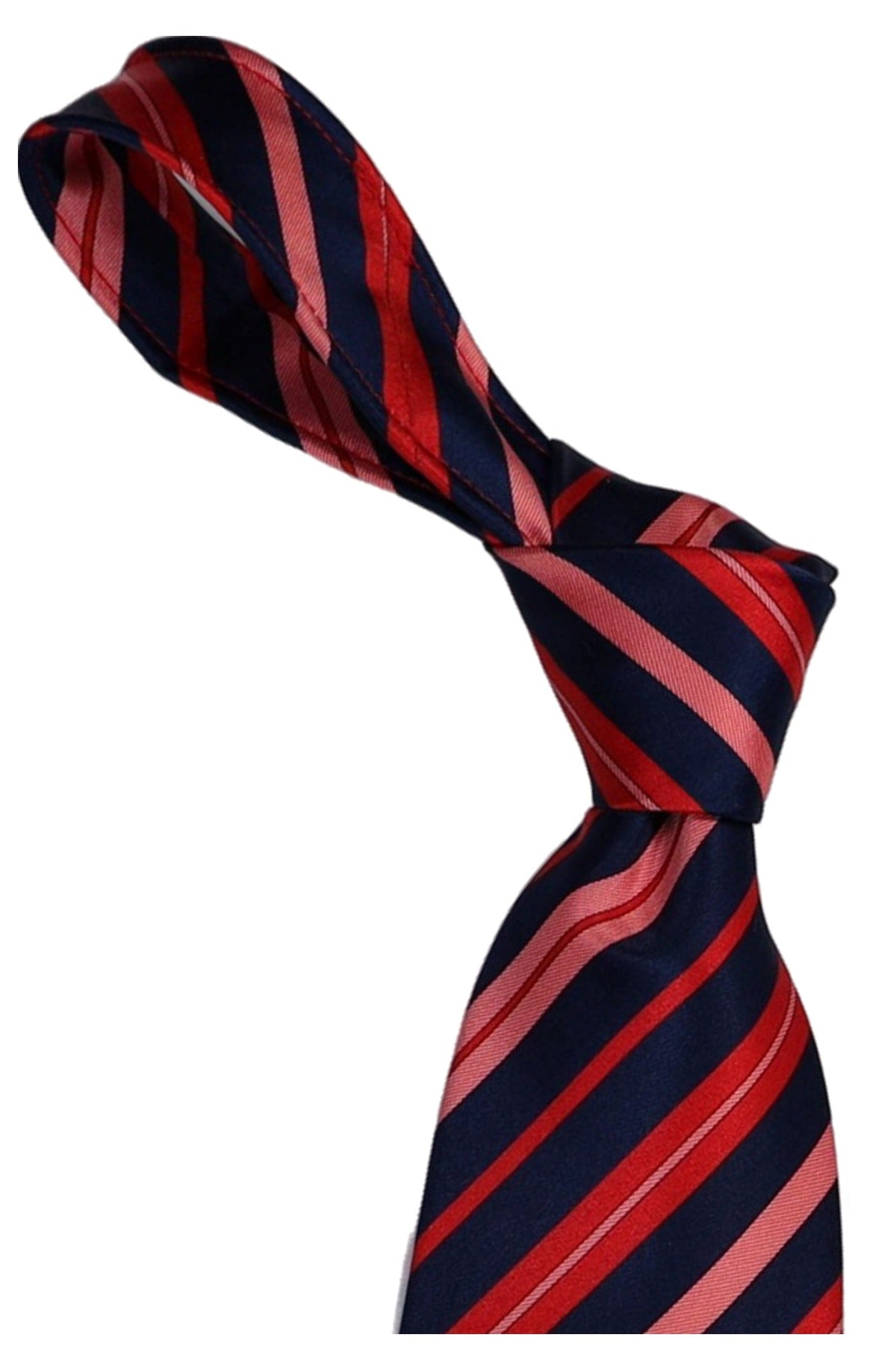 Italo Ferretti Silk Tie, Navy Red Pink Stripe