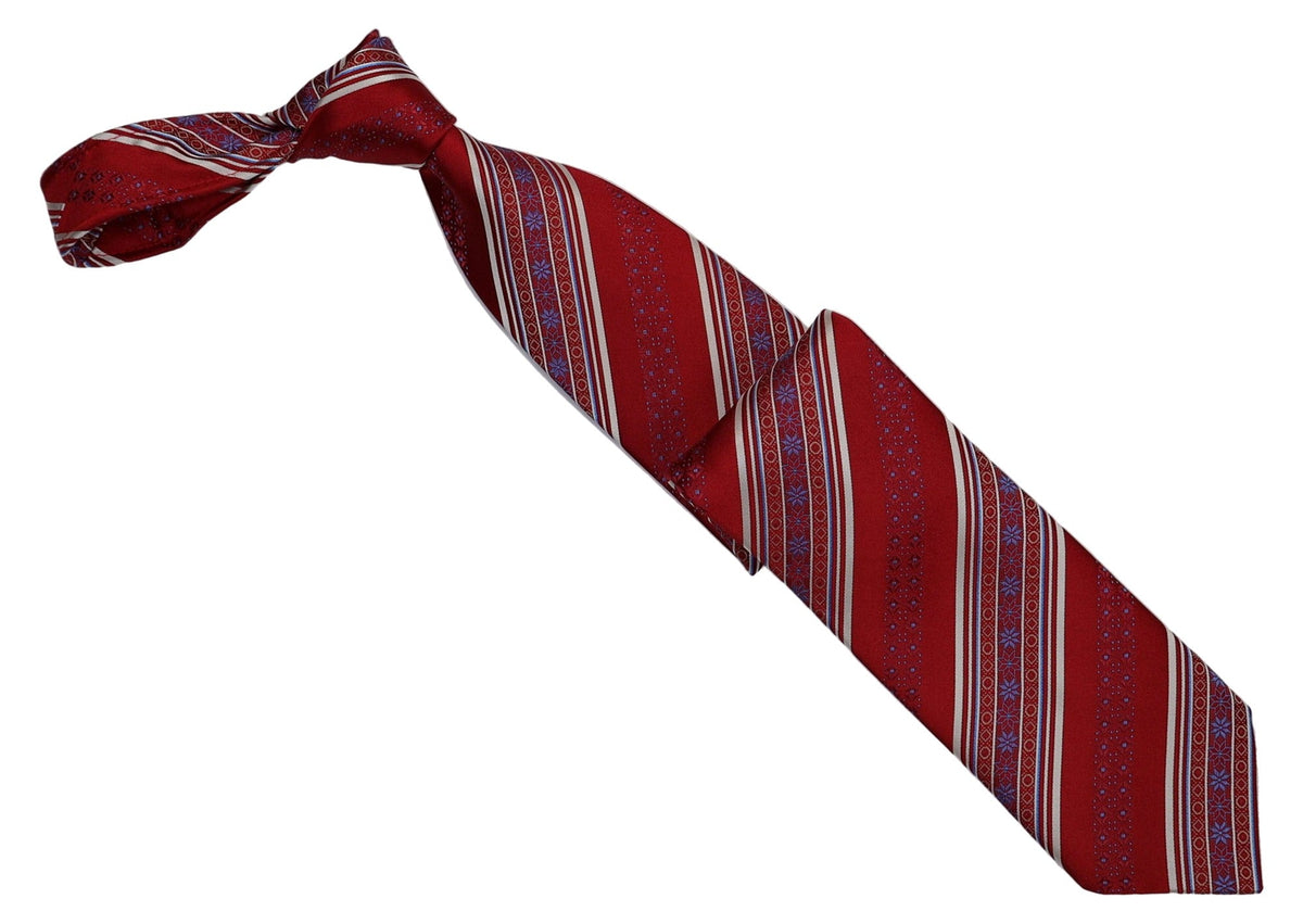 Italo Ferretti Silk Tie, Red Ornamental Stripe
