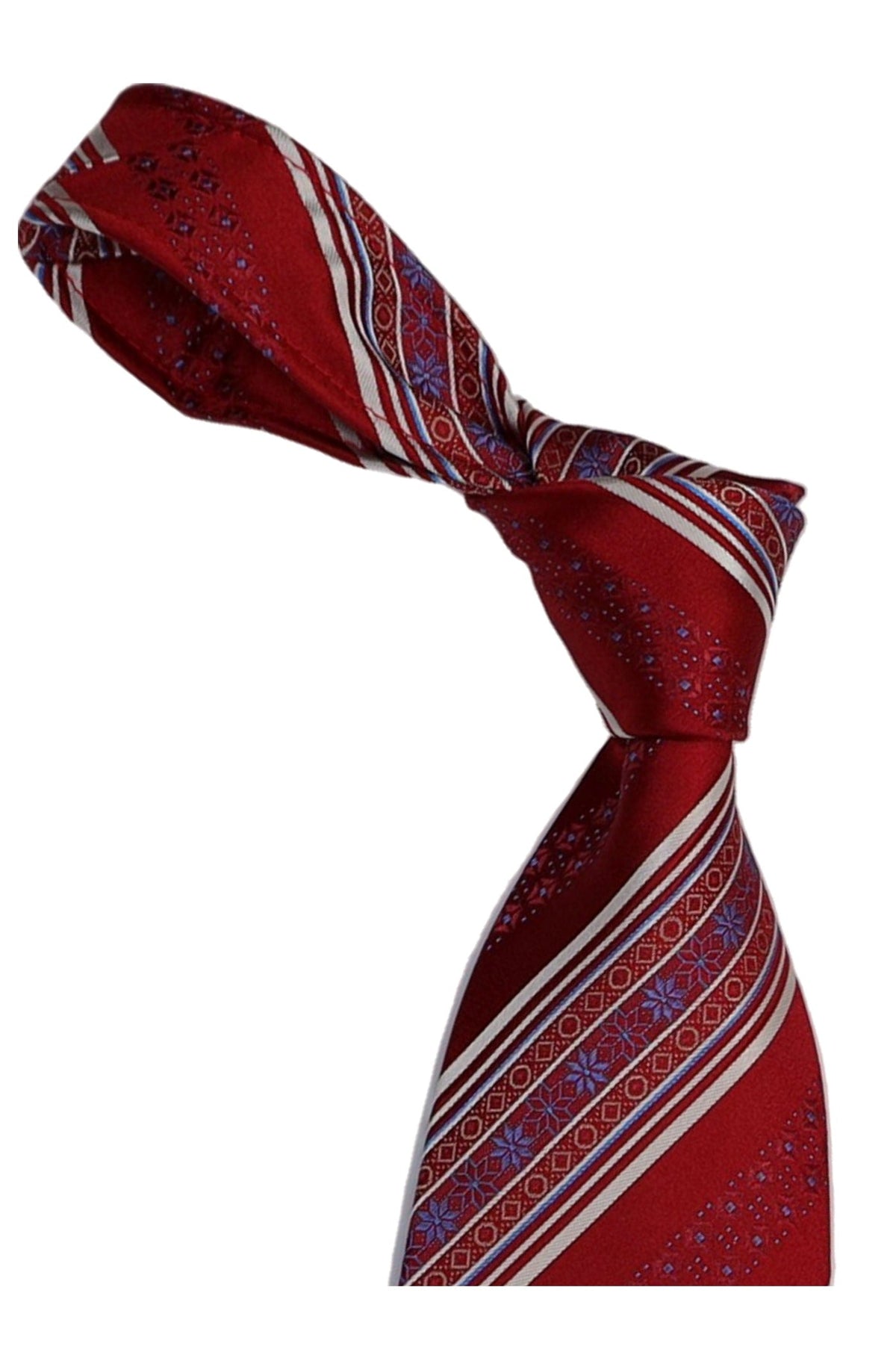 Italo Ferretti Silk Tie, Red Ornamental Stripe