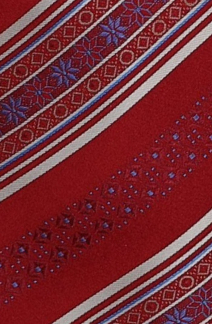 Italo Ferretti Silk Tie, Red Ornamental Stripe