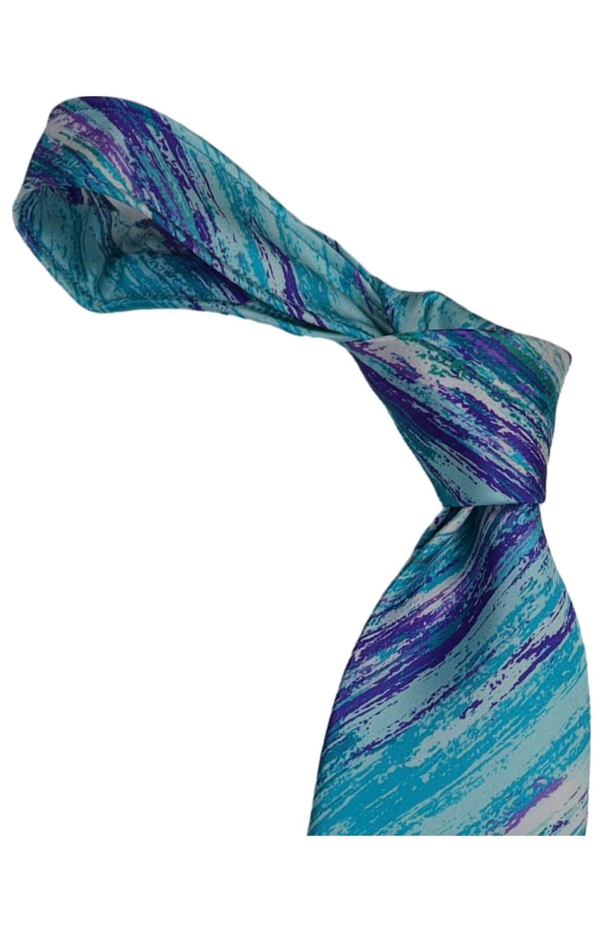 Italo Ferretti Silk Tie, Turquoise Purple Brushstroke