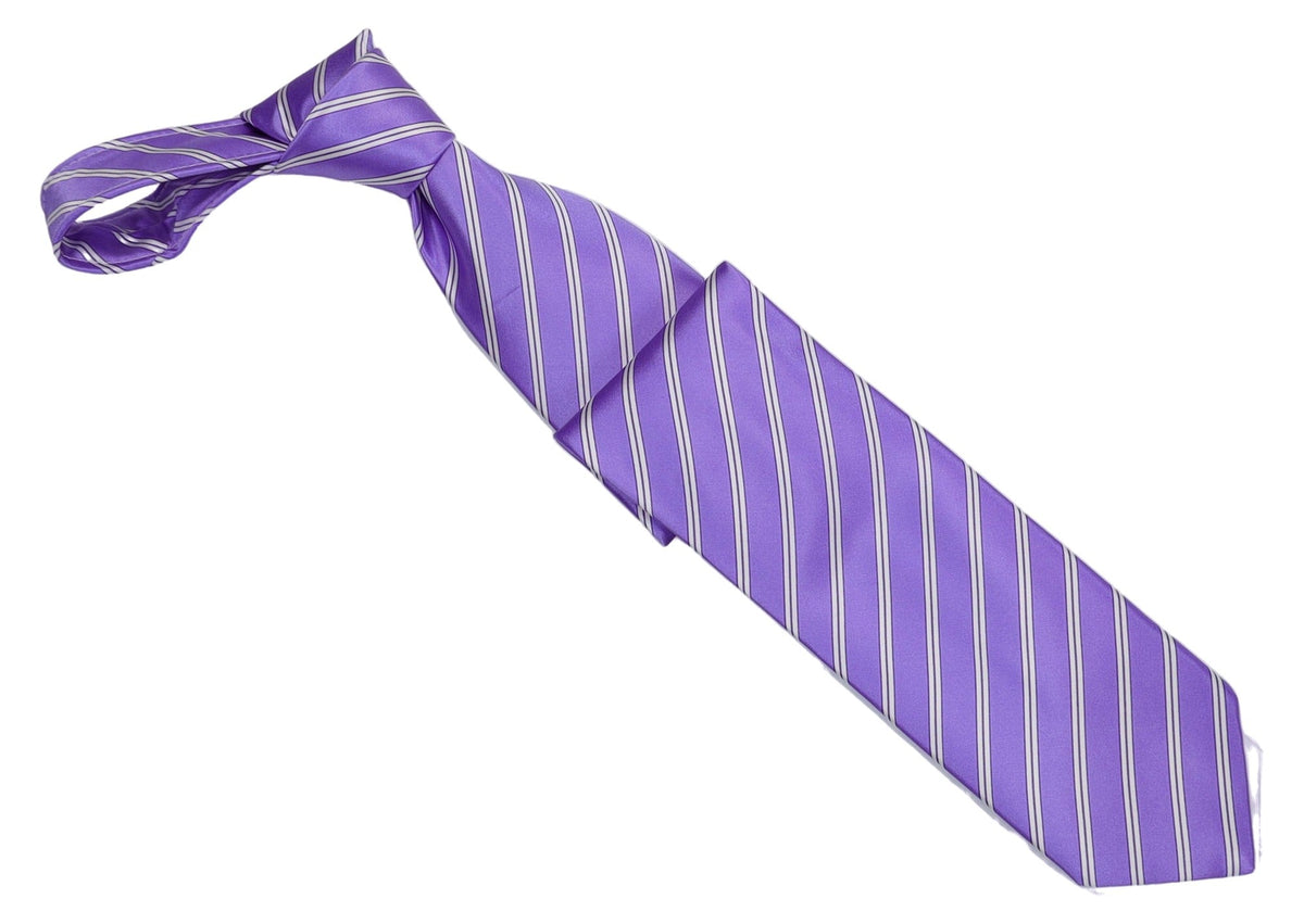 Italo Ferretti Silk Tie, Lavender White Stripe