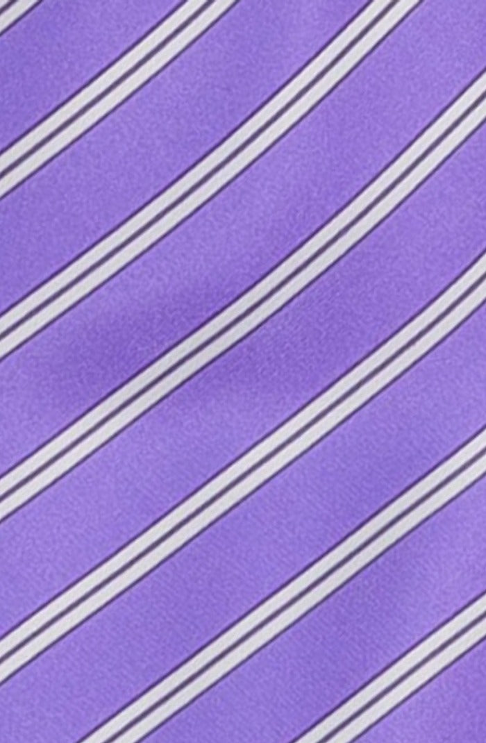 Italo Ferretti Silk Tie, Lavender White Stripe