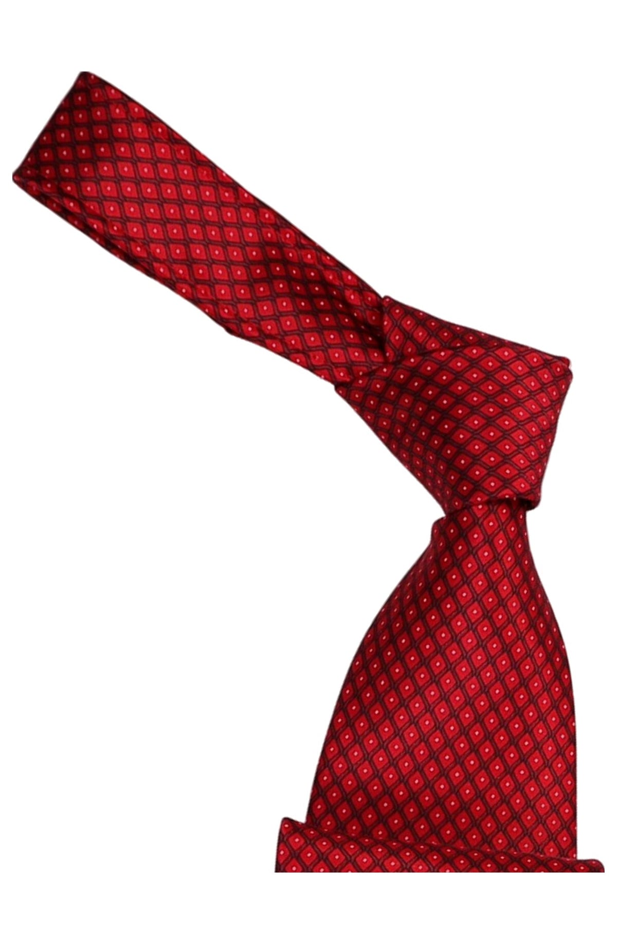 Italo Ferretti Silk Tie, Red Diamond Lattice Neat