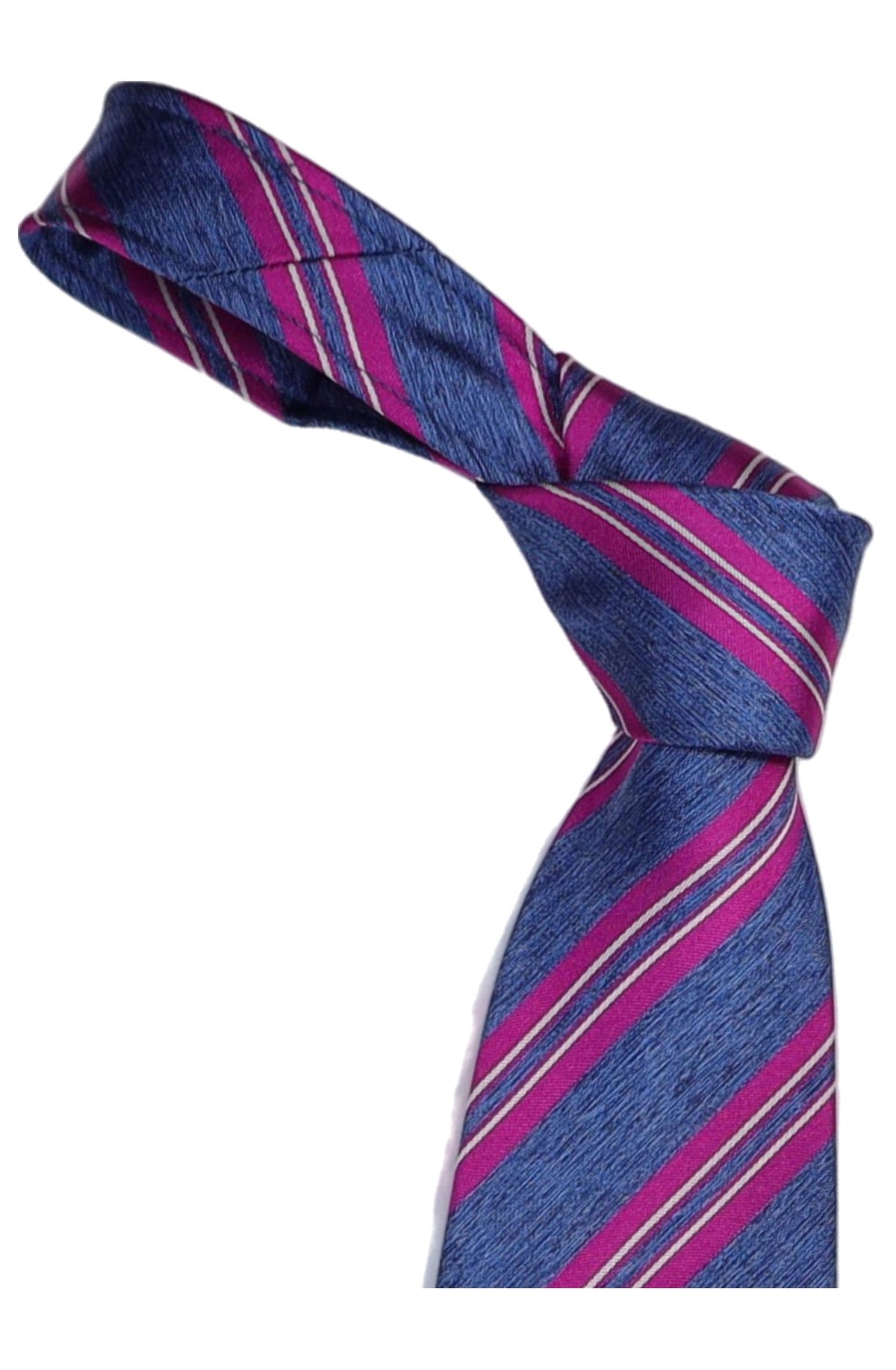 Italo Ferretti Silk Tie, Blue Magenta Stripe