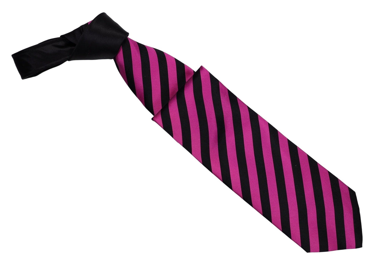 Italo Ferretti Silk Tie, Magenta Black Stripe
