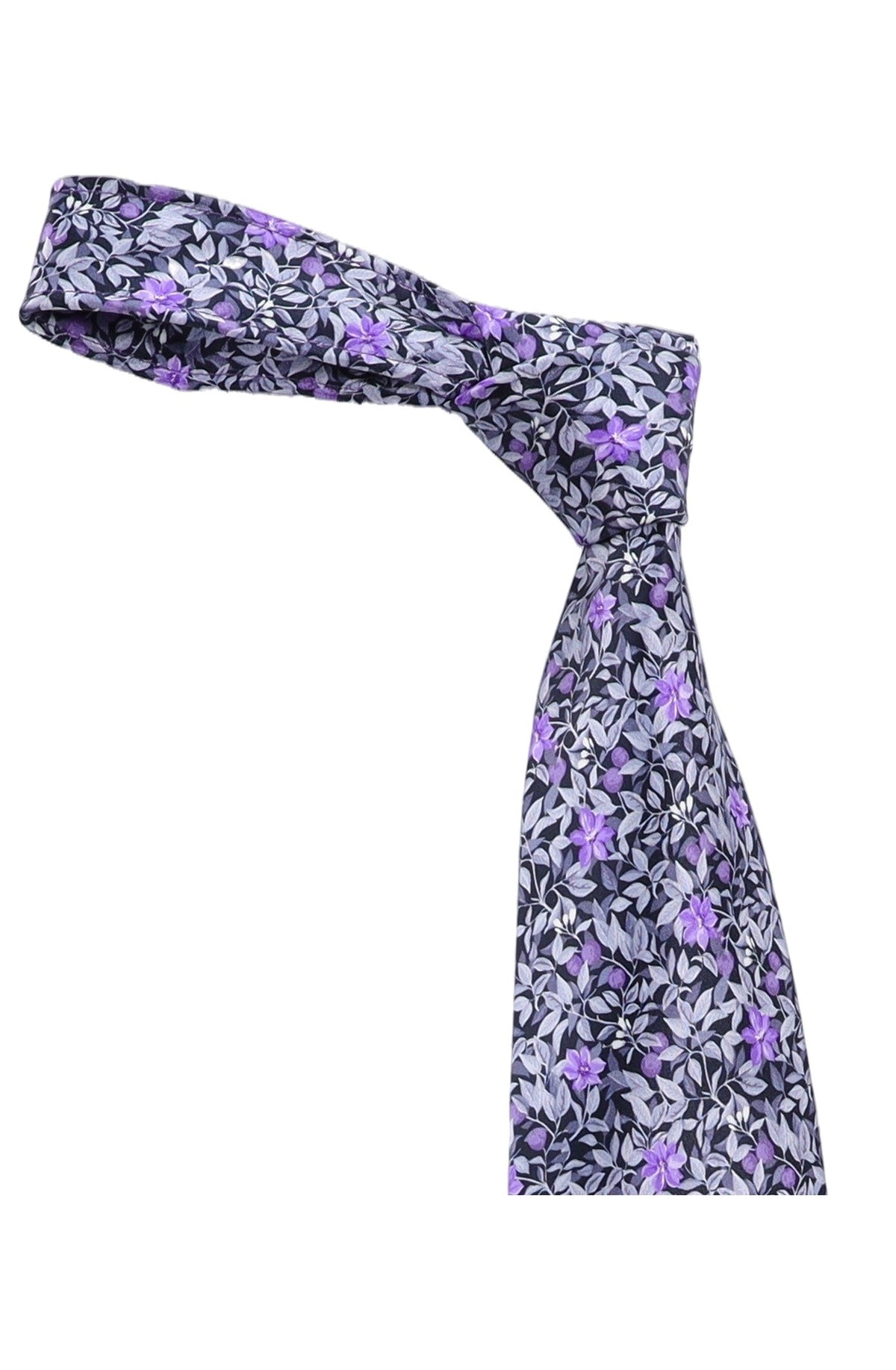 Italo Ferretti Silk Tie, Purple Floral Vine
