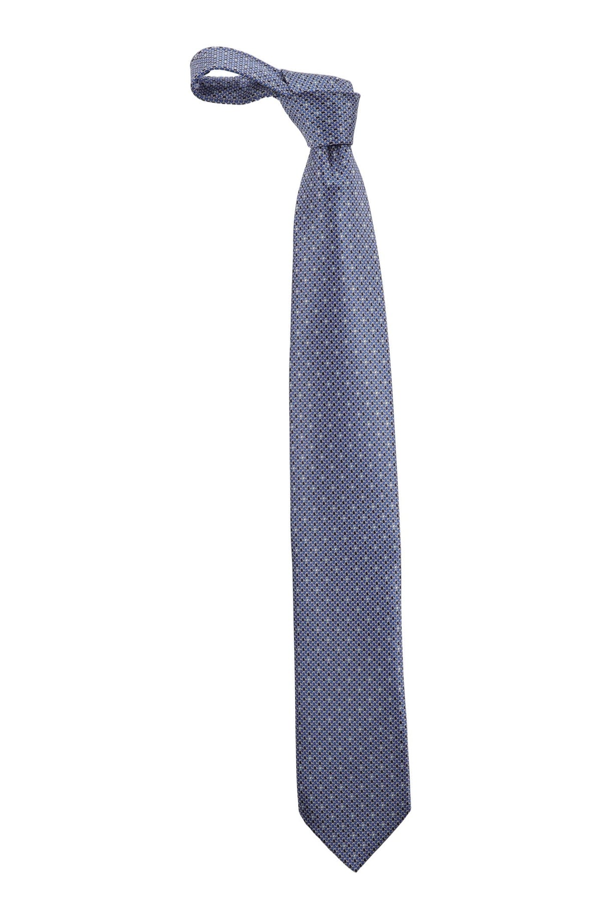 Italo Ferretti Silk Tie, Blue Geometric Link