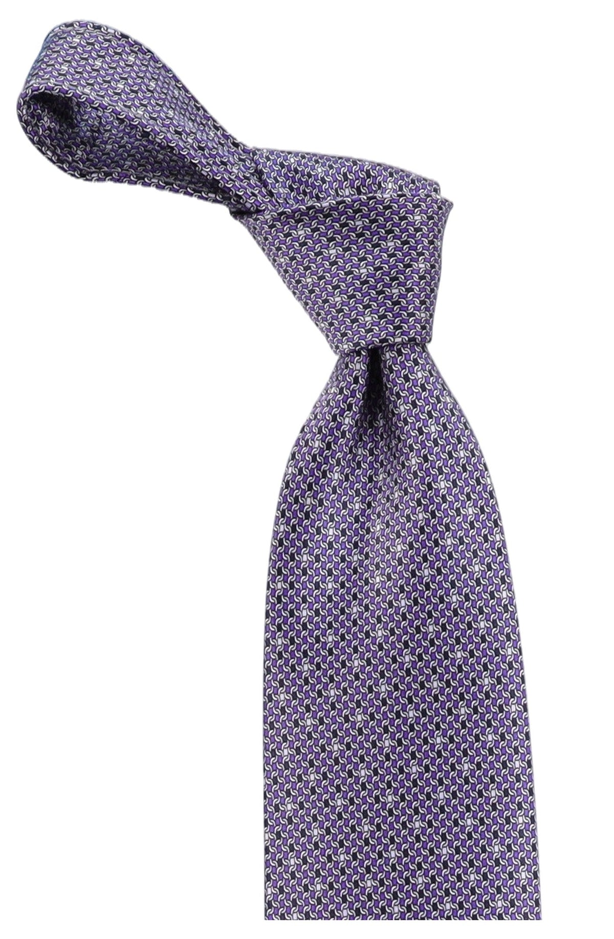 Italo Ferretti Silk Tie, Purple Geometric Link