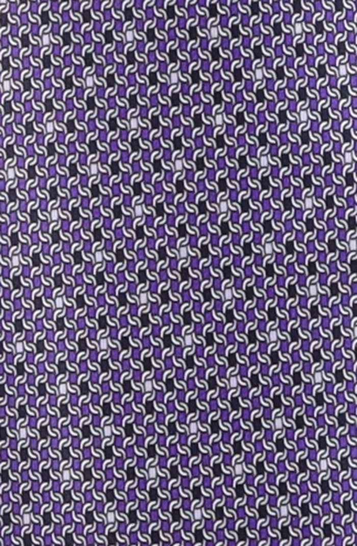 Italo Ferretti Silk Tie, Purple Geometric Link