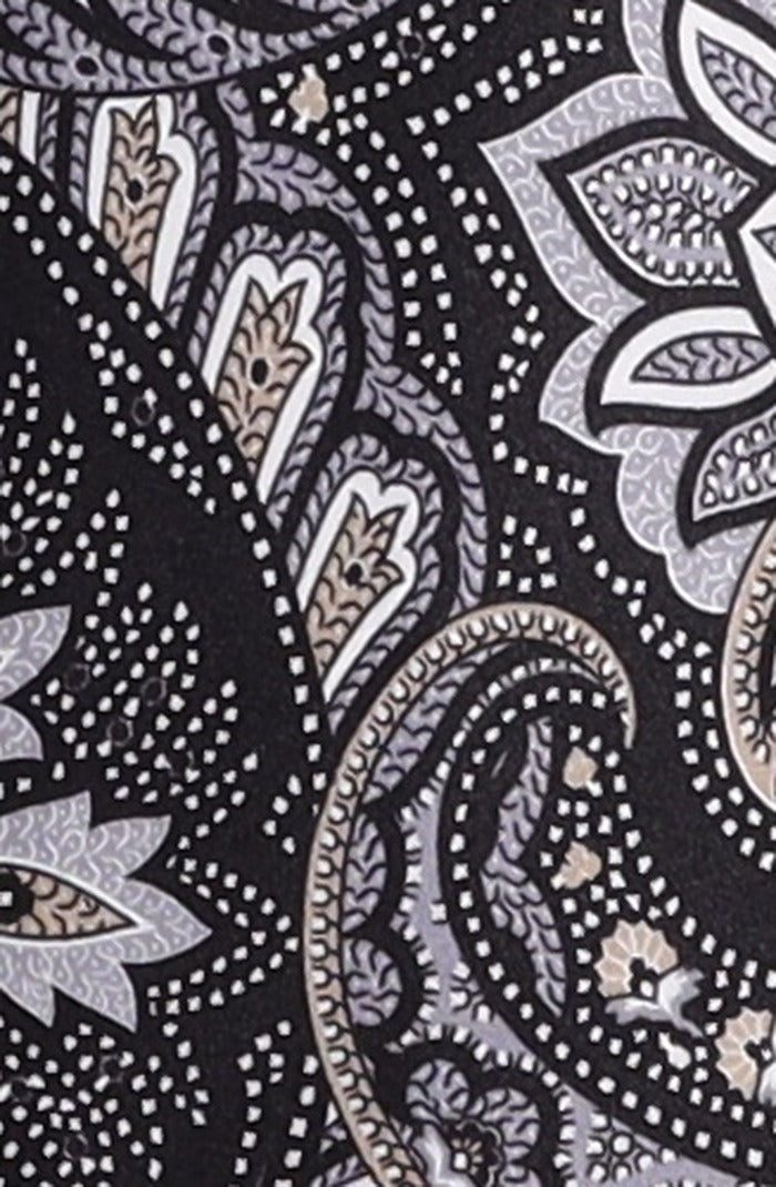 Italo Ferretti Silk Tie, Black Silver Paisley