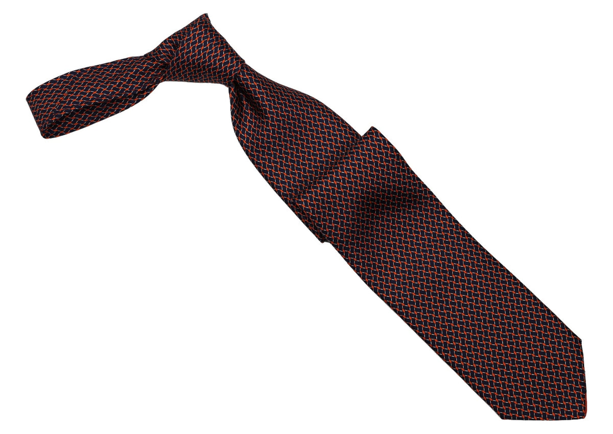 Italo Ferretti - Silk Tie - Mens Tie - Mondo Uomo - Red Navy Basketweave - TIE12-12 - Front
