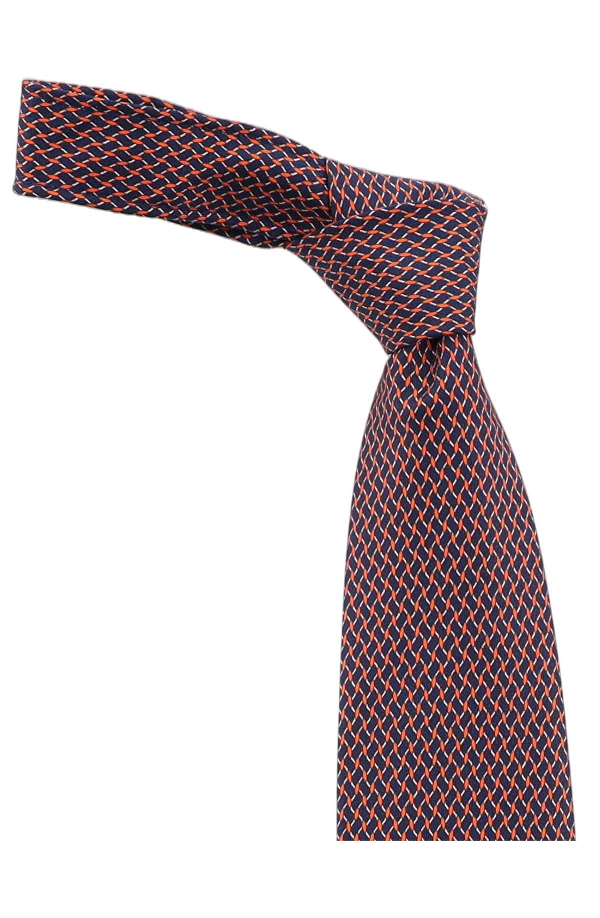 Italo Ferretti Silk Tie, Red Navy Basketweave