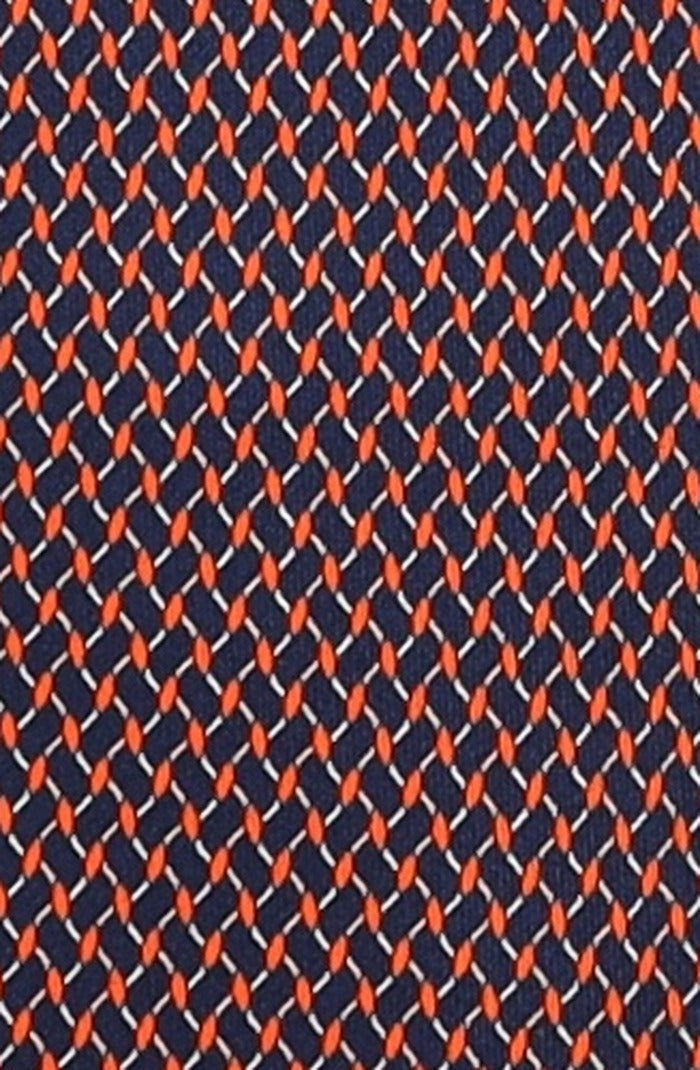 Italo Ferretti Silk Tie, Red Navy Basketweave
