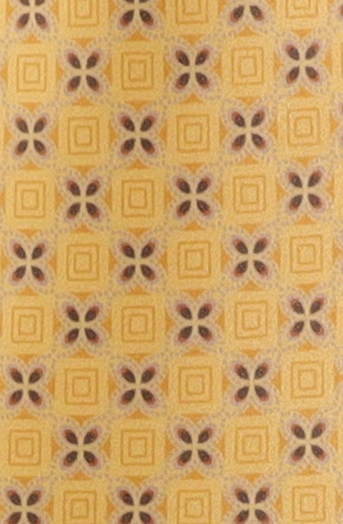 Italo Ferretti Silk Tie, Yellow Floral Medallion