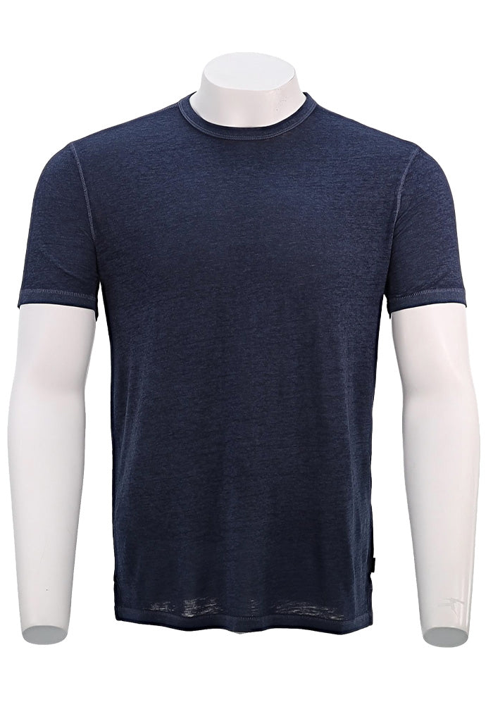John Varvatos S/S Burnout Crew, Oiled Blue
