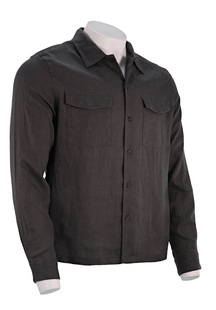 Vince L/S Linen Shirt Slate Grey
