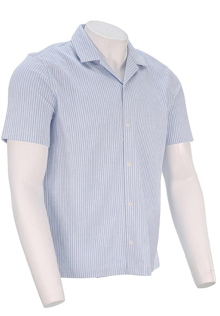 Vince S/S Seersucker Shirt, Sky Blue