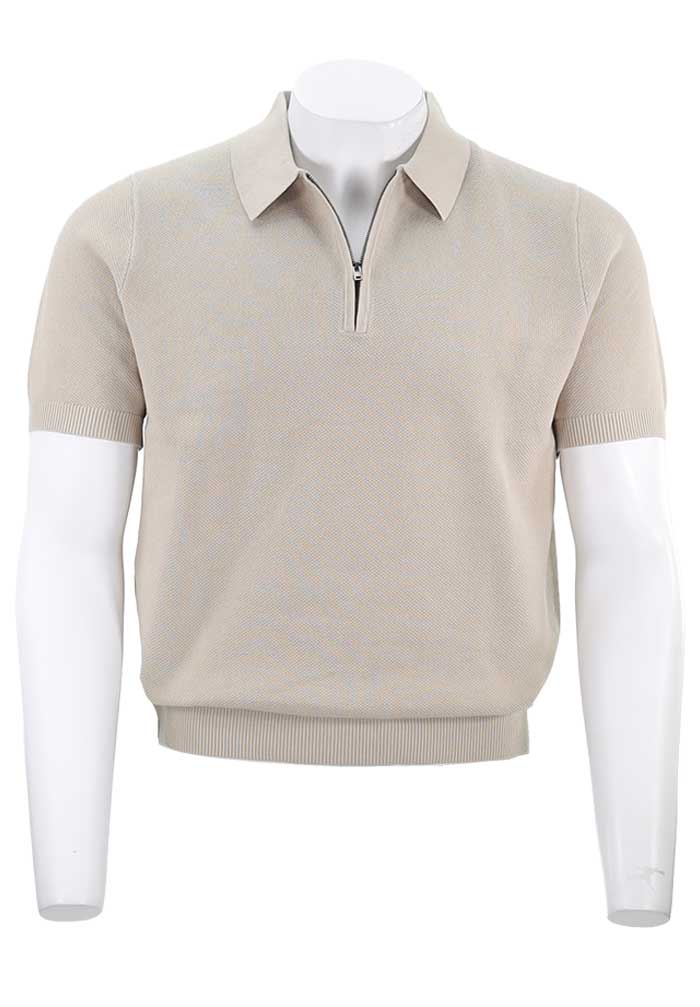 Vince Pique S/S ZIp Polo, Parchment
