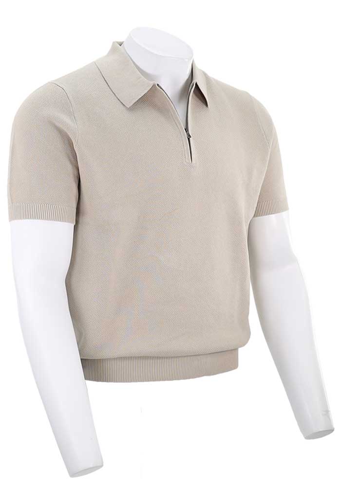 Vince Pique S/S ZIp Polo, Parchment
