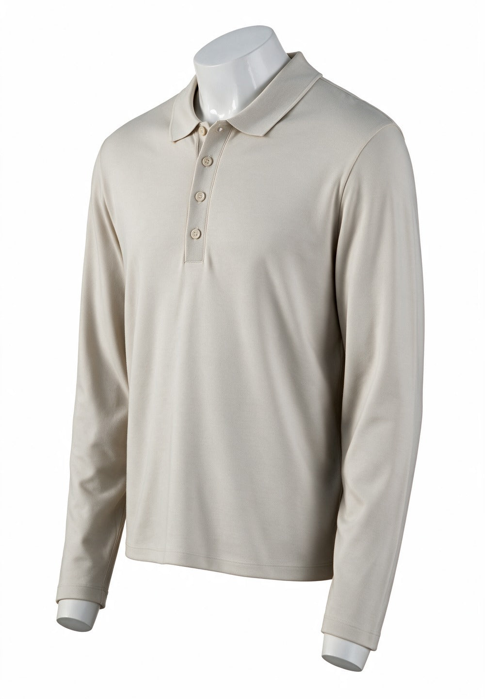 Vince Pima Cotton Milano Long-Sleeve Polo, Baja Sand — view 2