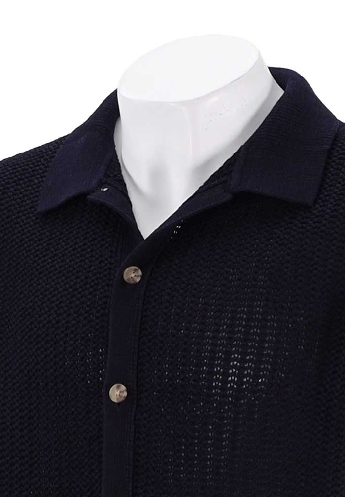 Vince S/S Crochet Button Down, Coastal Blue