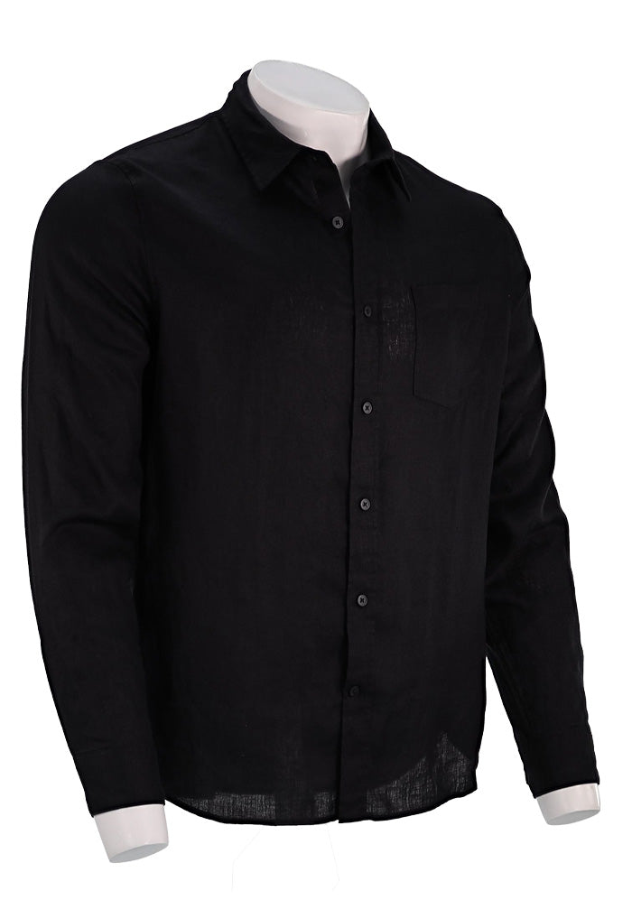 Vince L/S Linen shirt Black