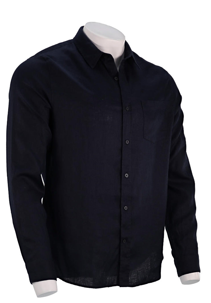 Vince L/S Linen shirt Dark Navy