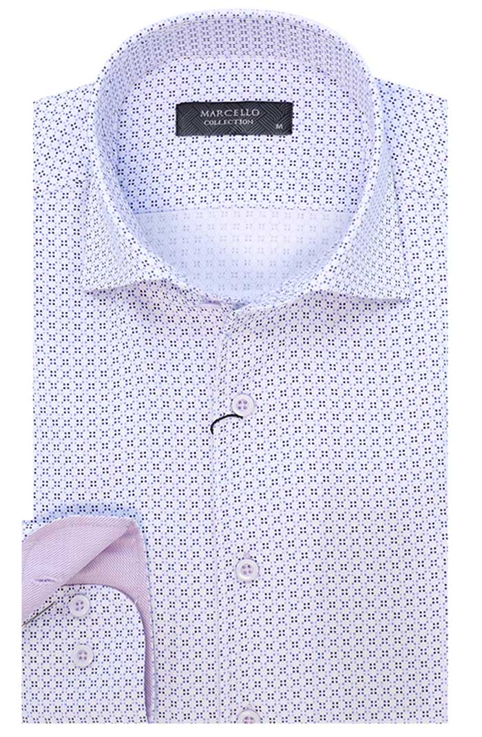Marcello Blue Neat Long Sleeve Shirt