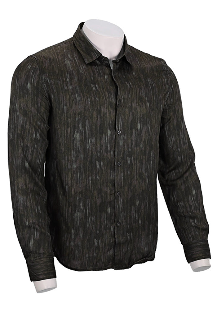 John Varvatos Ross Long Sleeve Shirt, DARK BROWN