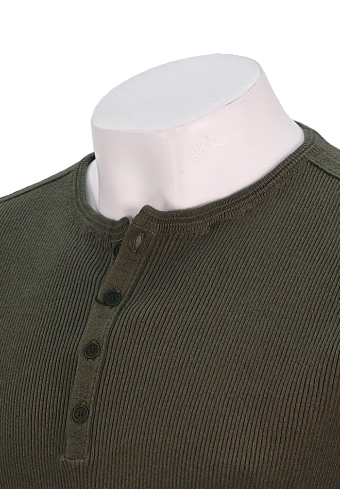 John Varvatos Long Sleeve Henley, TEAKWOOD