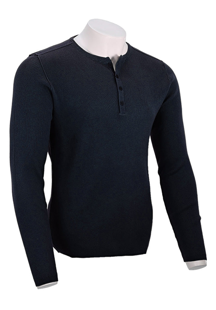John Varvatos Long Sleeve Henley, NAVY