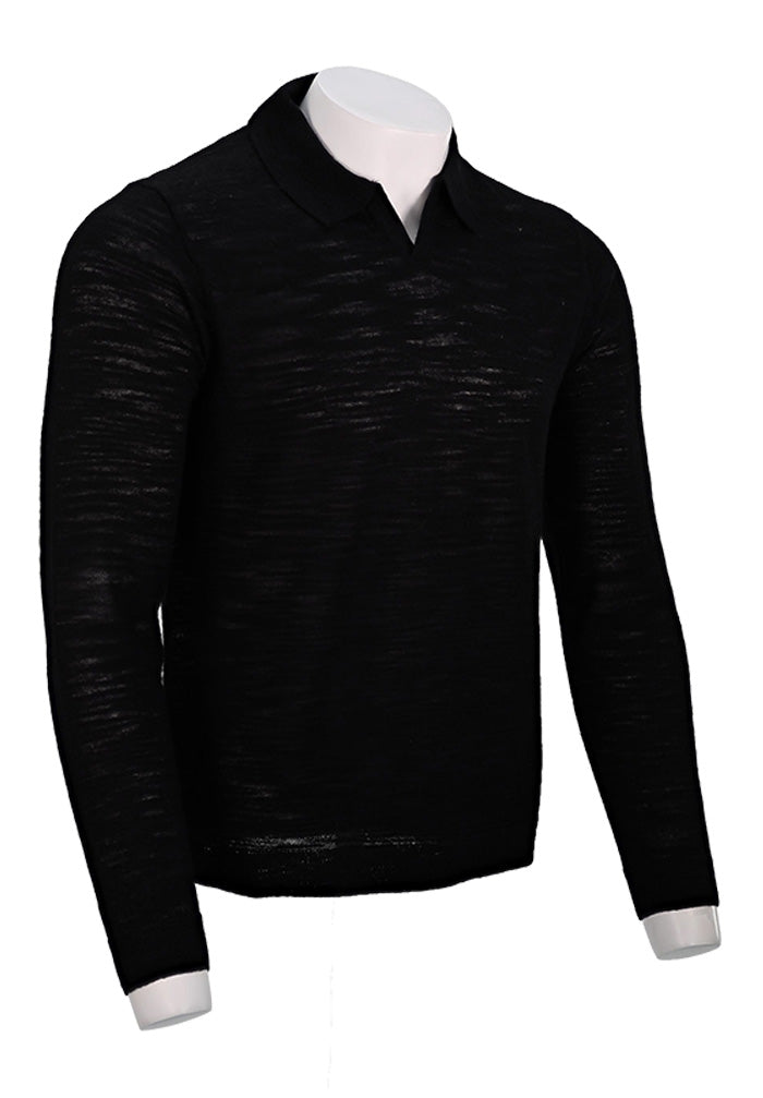 John Varvatos Slub Polo, BLACK