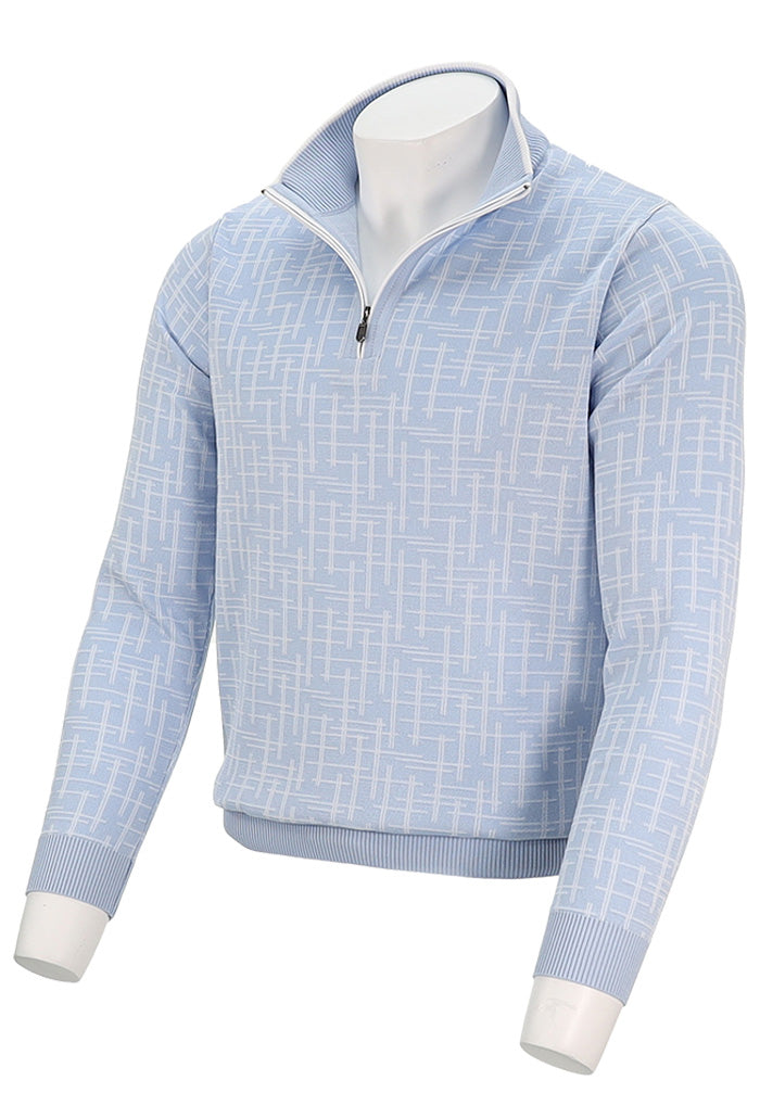 St. Croix Cross Hatch Zip Mock | Powder Blue