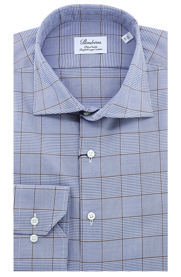 Blue Checked Twill Shirt