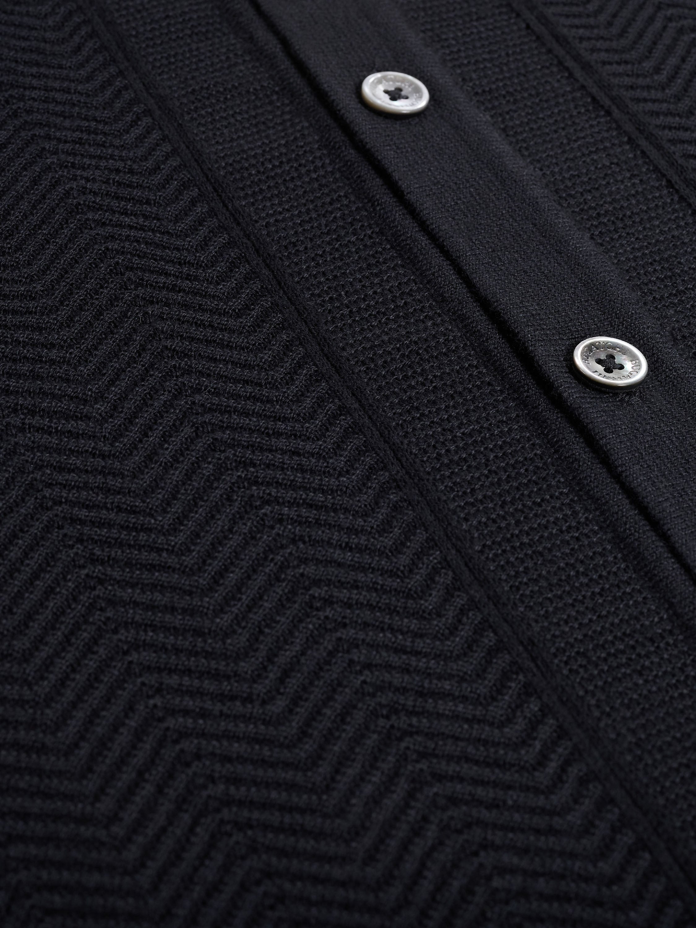 Bugatchi S/S Full Button Sweater, Black