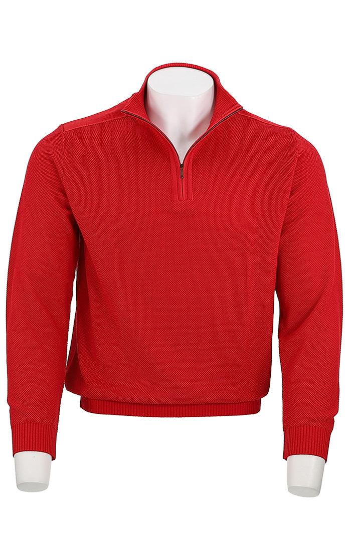 St. Croix Zip Mock Crystal Stitch, Red/Apple Red