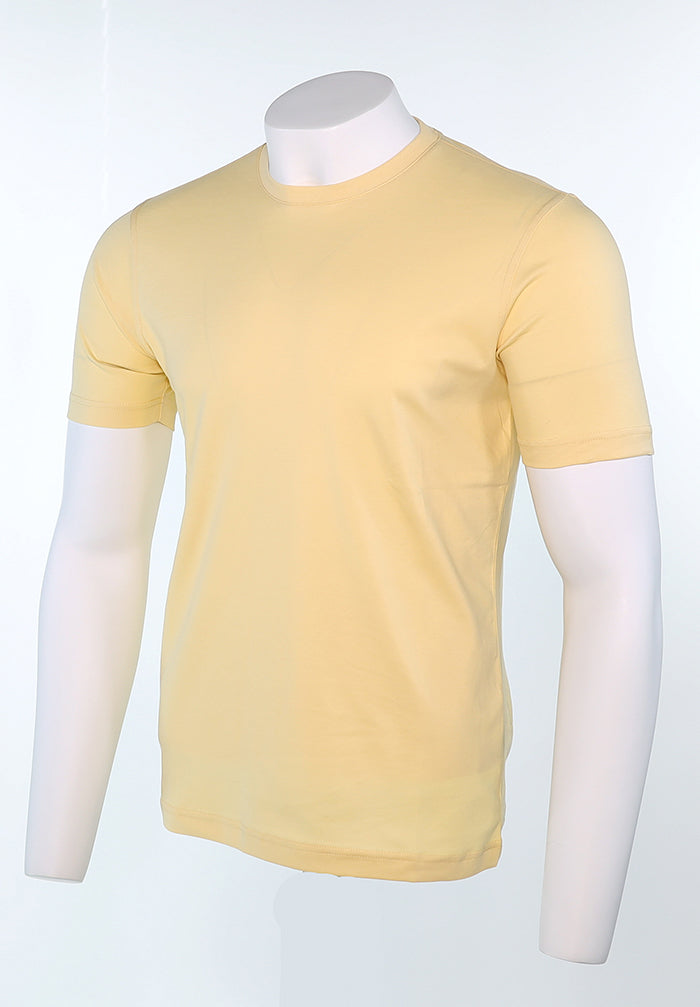 Raffi Aqua Cotton Lafayette Crew Neck Tee in Lemon – view 2 #Color_Lemon