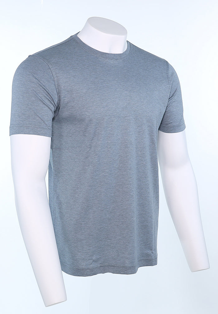 Raffi Aqua Cotton Lafayette Crew Neck Tee in Storm – view 3 #Color_Storm